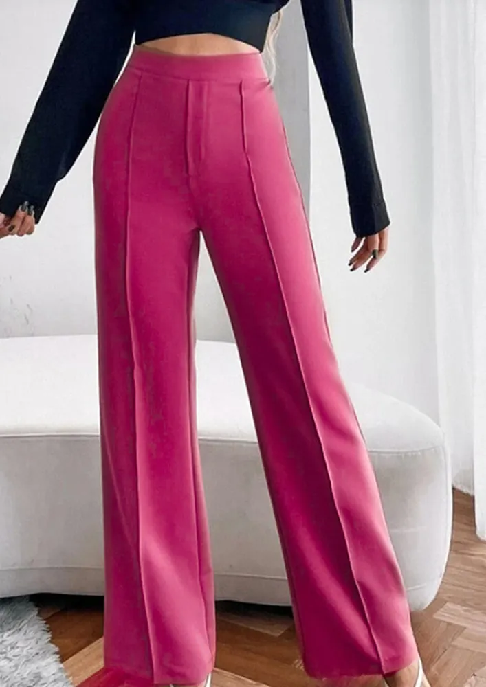 Pink Straight Fit Pin Tuck Pants