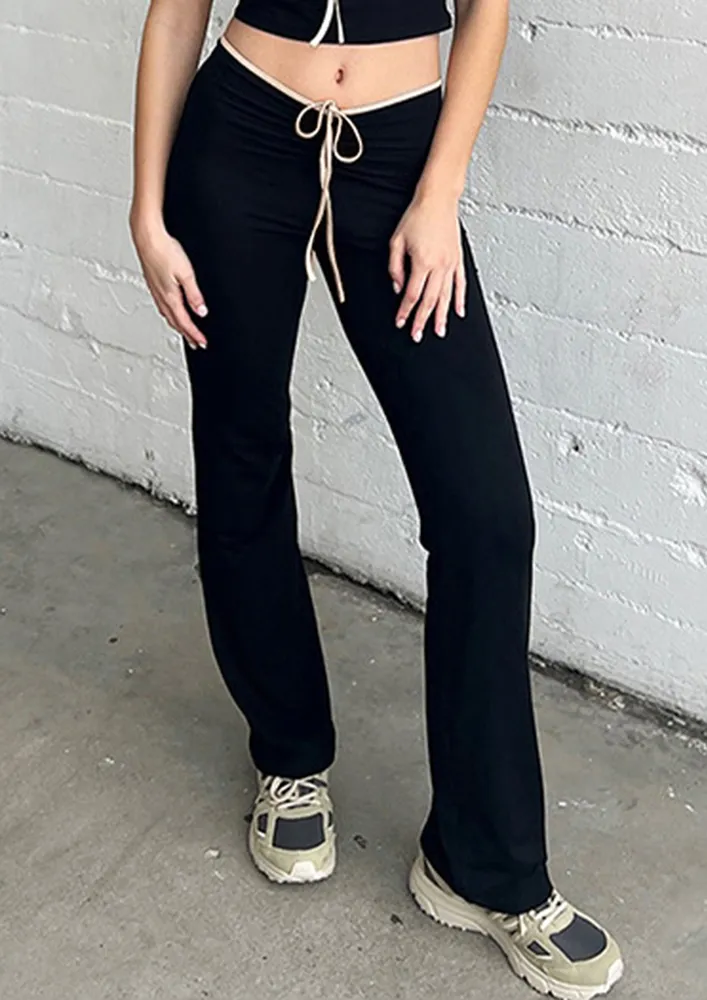 Black Tie-up Bootcut Pants