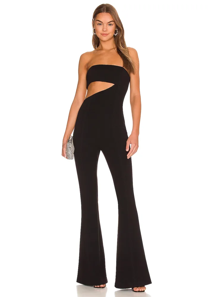 Black Cut-out Strapless Bootcut Jumpsuit