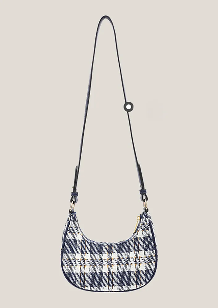 PLAID PATTERN GEOMETRIC SHOULDER BAG