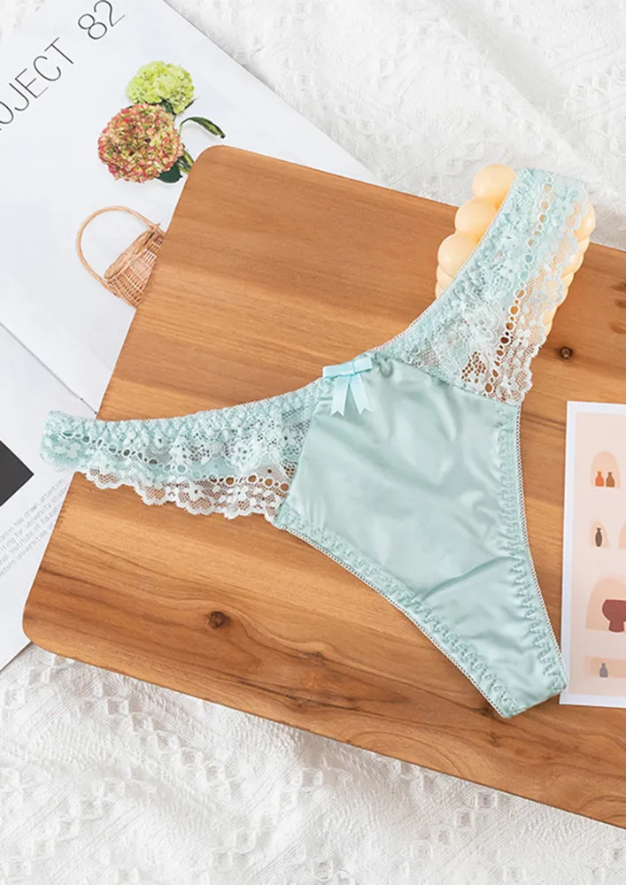 Light Green Fs Lace-splicing Thong Briefs