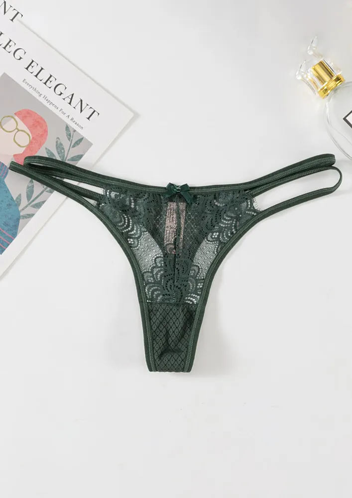 DARK GREEN THIN DOUBLE-STRAP THONG