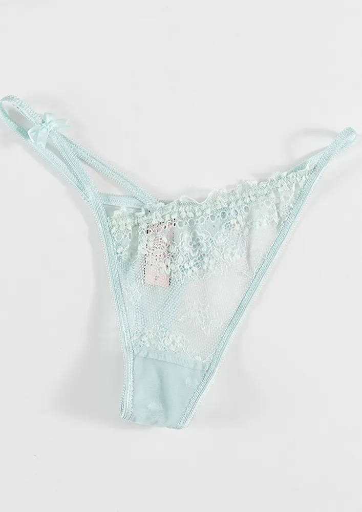 T-STRAP HOLLOW LACE LIGHT GREEN THONG