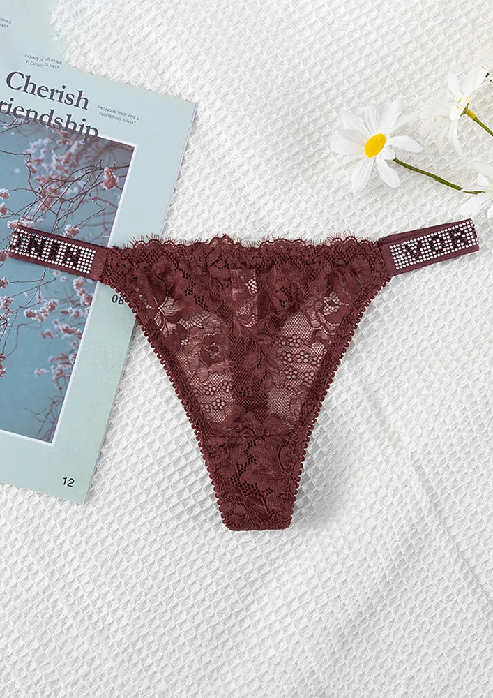 PRINTED-STRAP BROWN FS THONG