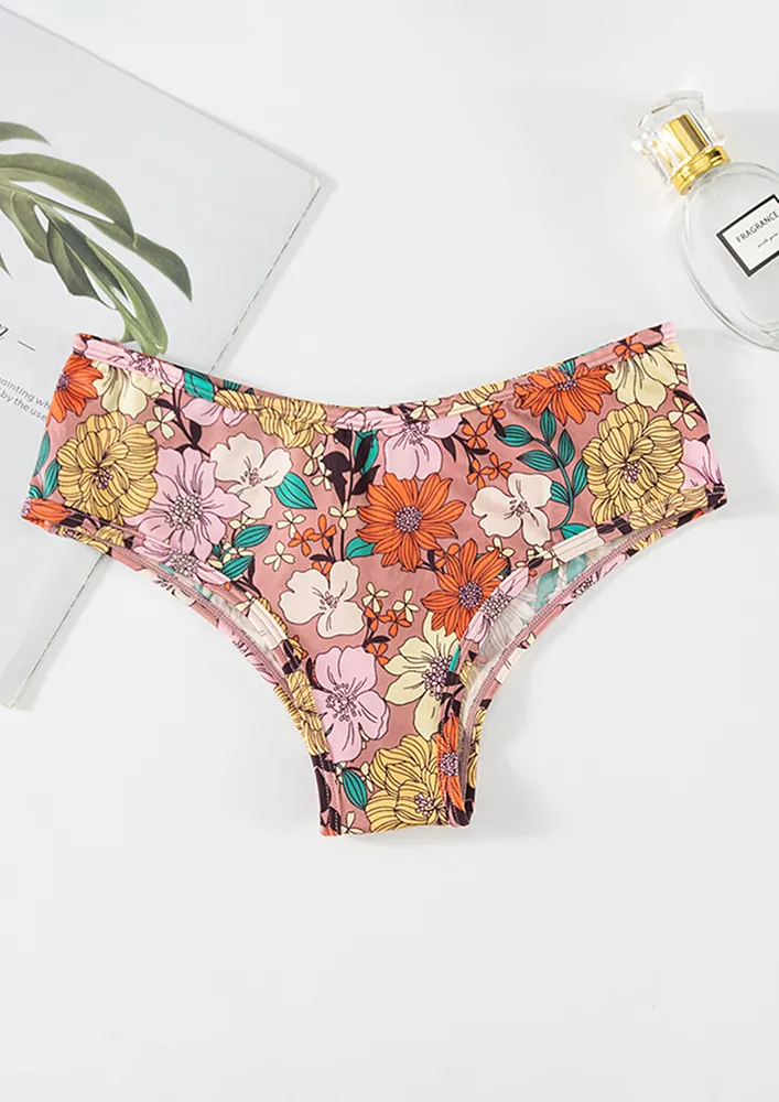 DUSTY PINK PRINTED LOW-WAISTED BIKINI BRIEF