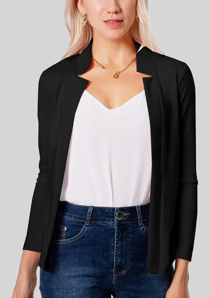SOLID BLACK NO CLOSURE SHRUG