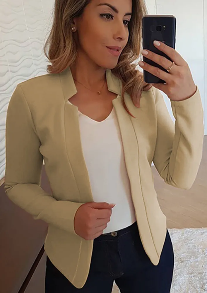 SOLID KHAKI NO CLOSURE SHRUG