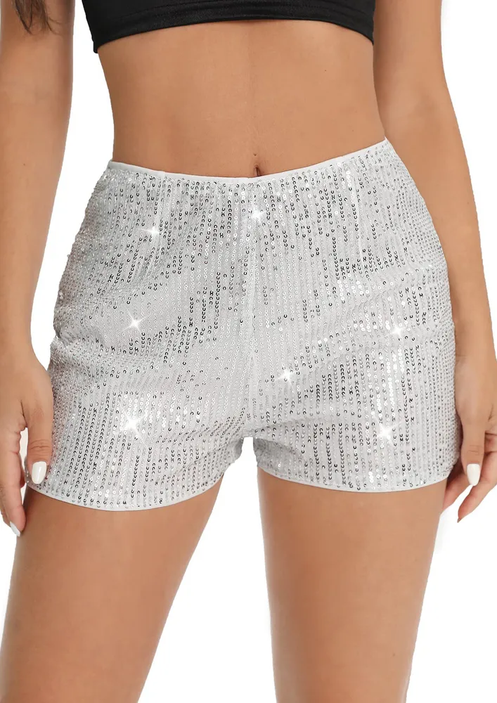 White High Sequin Shorts