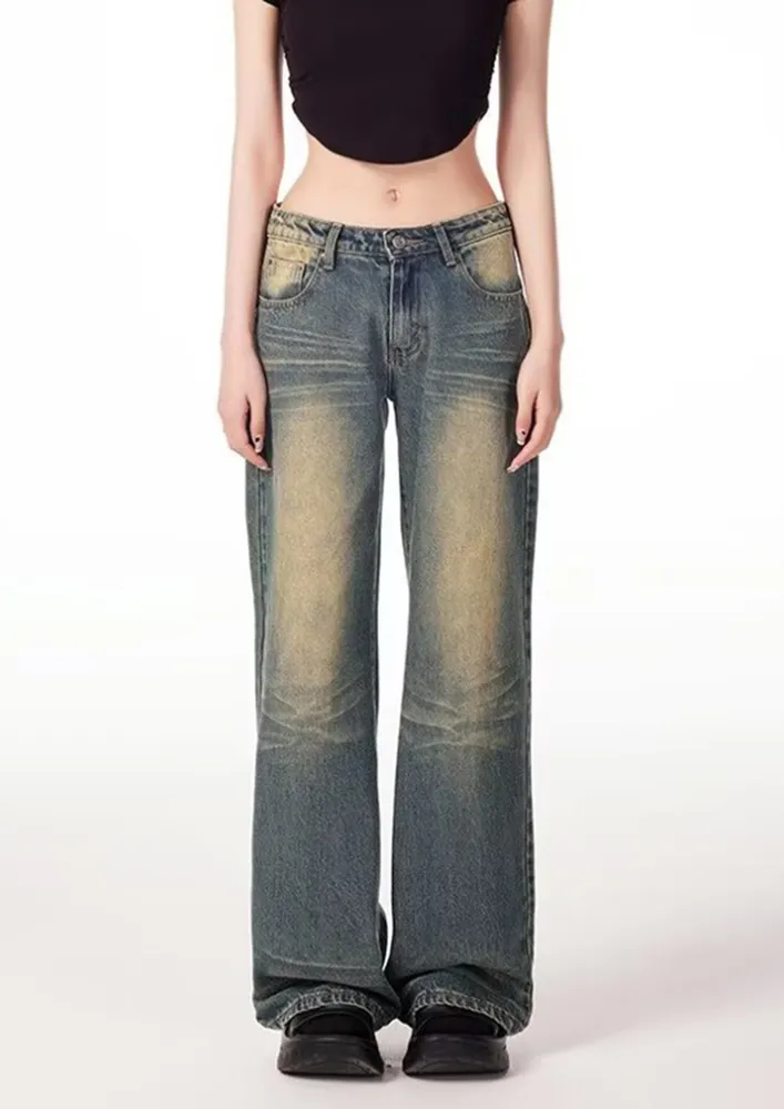 Low-rise Faded-effect Blue Boyfriend Jeans