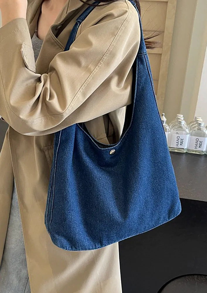 DARK BLUE DENIM HOBO BAG