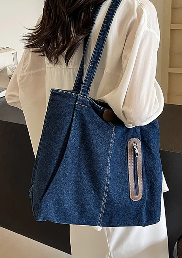 DARK BLUE DENIM TOTE BAG