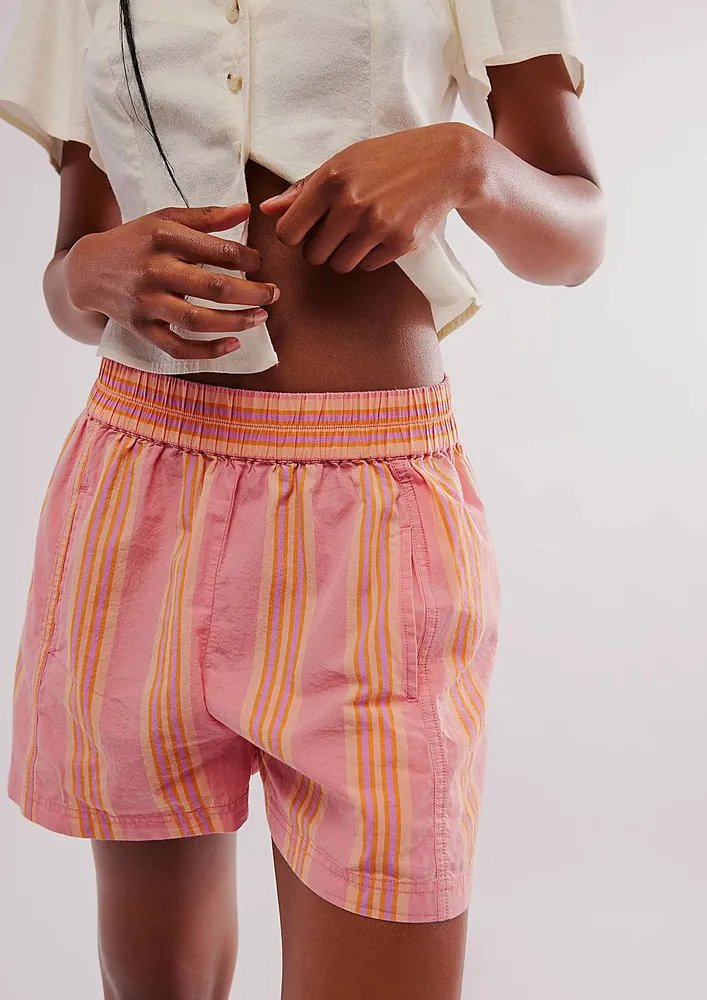 Pink Striped Pull-on Wide Shorts