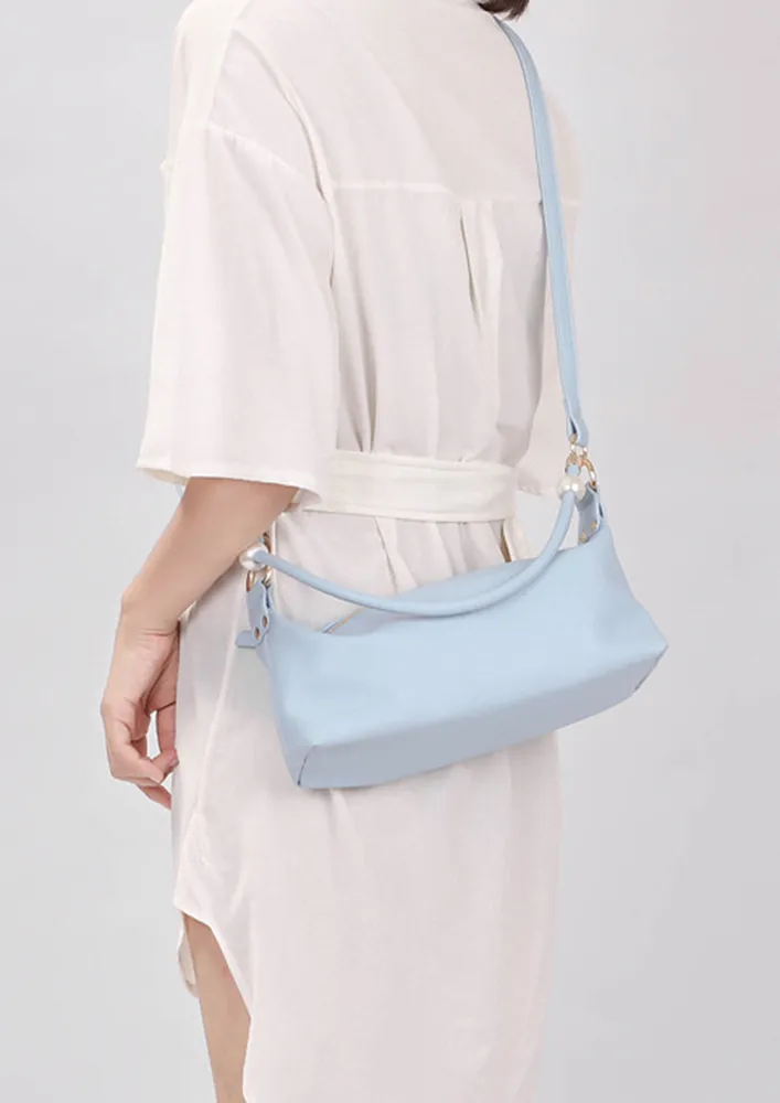 PEARL DECOR BLUE SHOULDER BAG