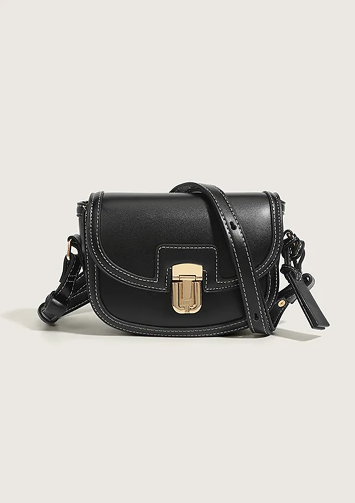 CONTRAST BLACK SLING BAG