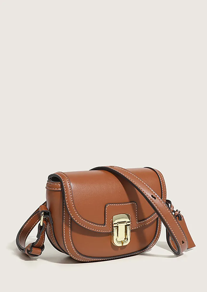 CONTRAST BROWN SLING BAG