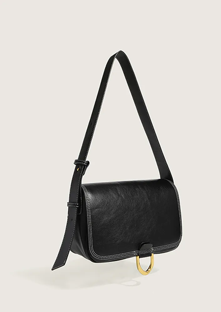 RECTANGULAR BLACK SHOULDER BAG