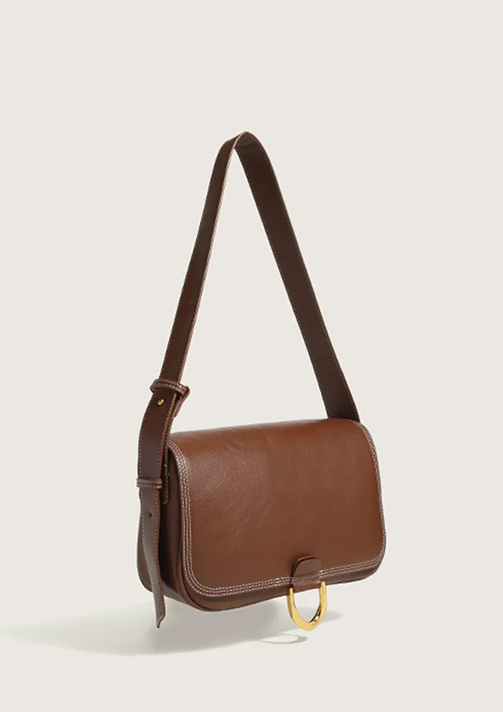 RECTANGULAR BROWN SHOULDER BAG