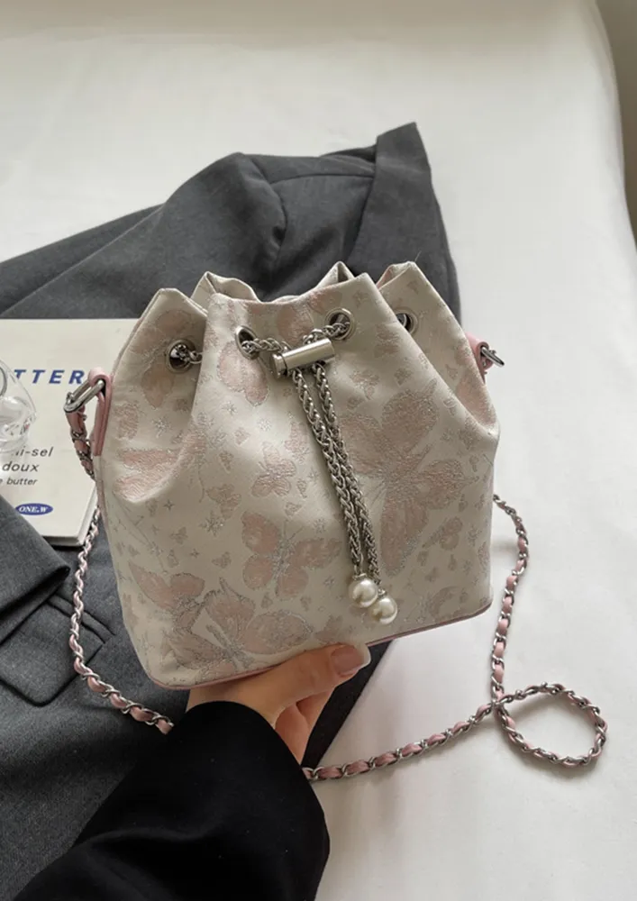 PINK POLYESTER CROSSBODY BUCKET BAG