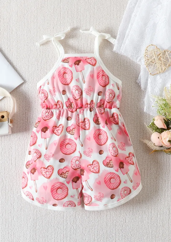 Girls Pink Heart Motif Playsuit