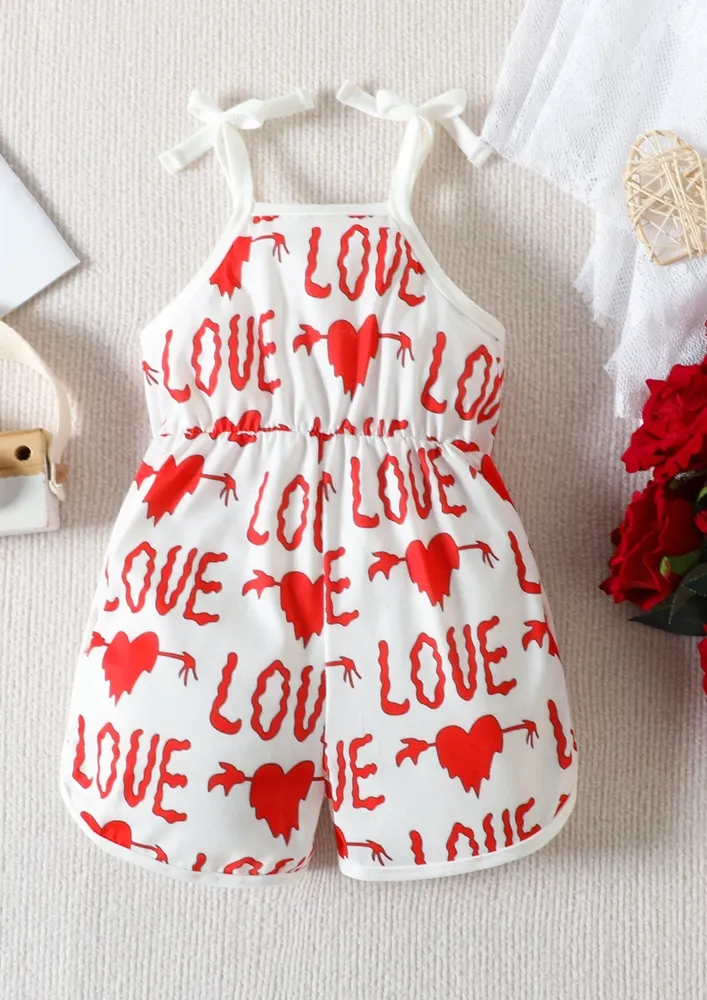 Girls Red Heart Motif Playsuit
