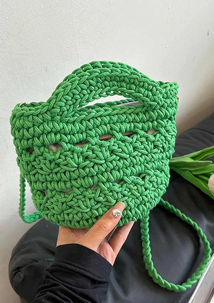 GREEN CROCHET SMALL CROSSBODY BAG