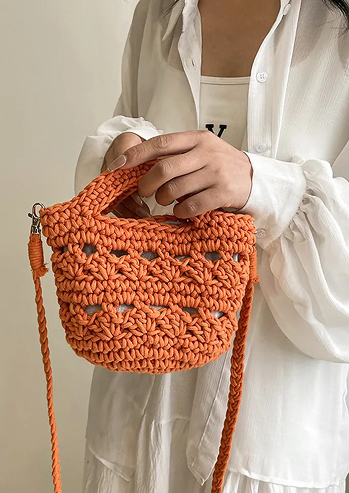 ORANGE CROCHET SMALL CROSSBODY BAG