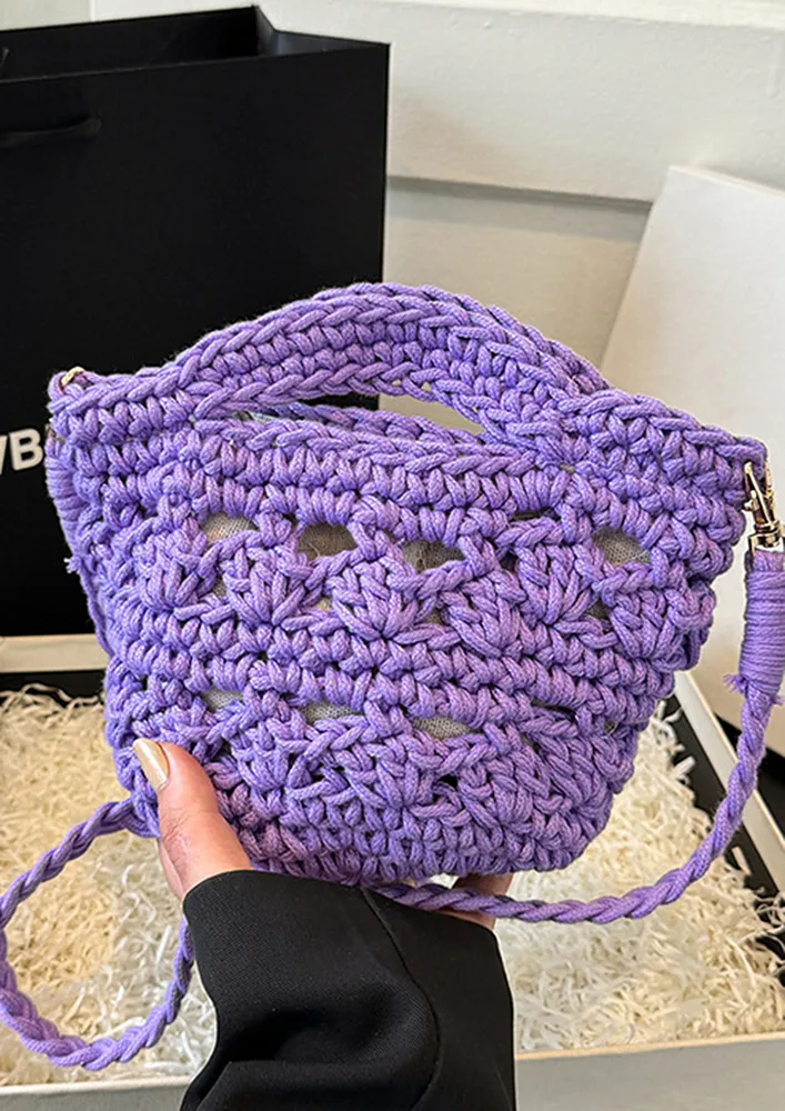 PURPLE CROCHET SMALL CROSSBODY BAG