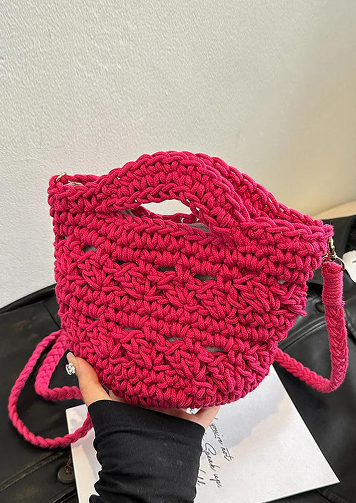 PINK CROCHET SMALL CROSSBODY BAG