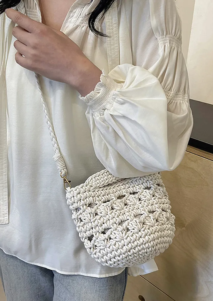 WHITE CROCHET SMALL CROSSBODY BAG