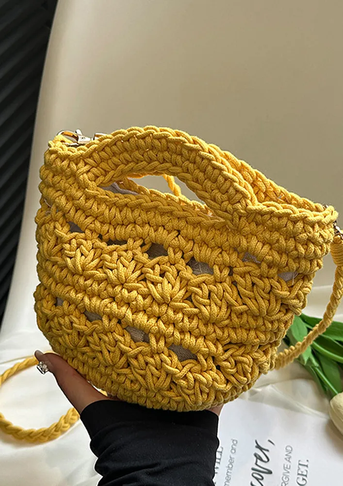 YELLOW CROCHET SMALL CROSSBODY BAG