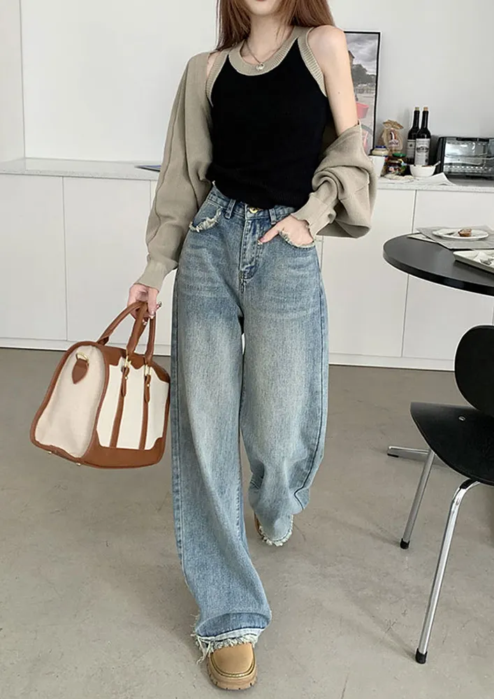 LOOSE HIGH-WAISTED STRAIGHT FIT JEANS