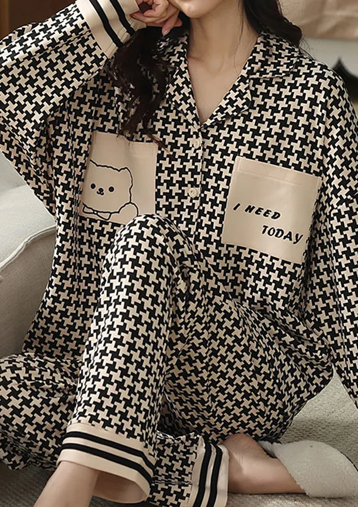 HOUNDSTOOTH PATTERN PYJAMA SET