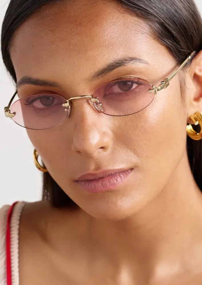 VINTAGE RIMLESS GRADIENT-LENS OVAL SUNGLASSES