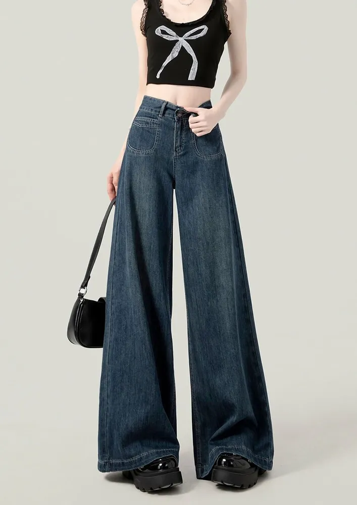 Ultra Wide Clean Washed Jeans
