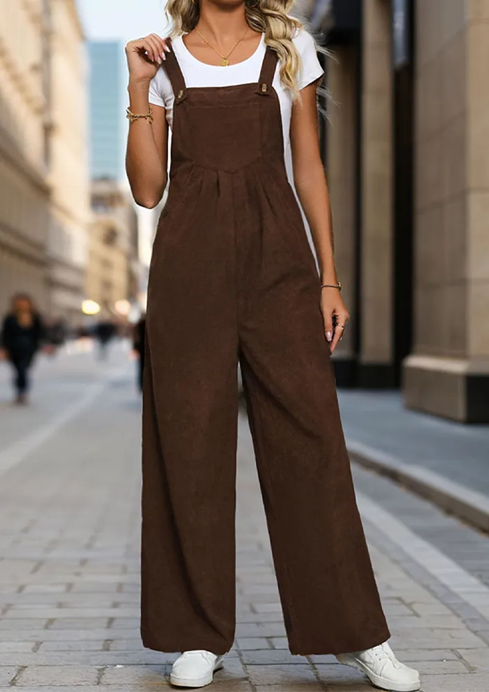 Wide Legged Brown Corduroy Dungaree