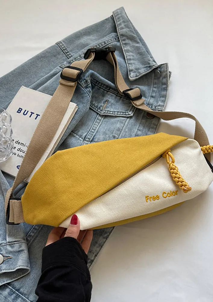 YELLOW COLORBLOCK CANVAS FANNY PACK