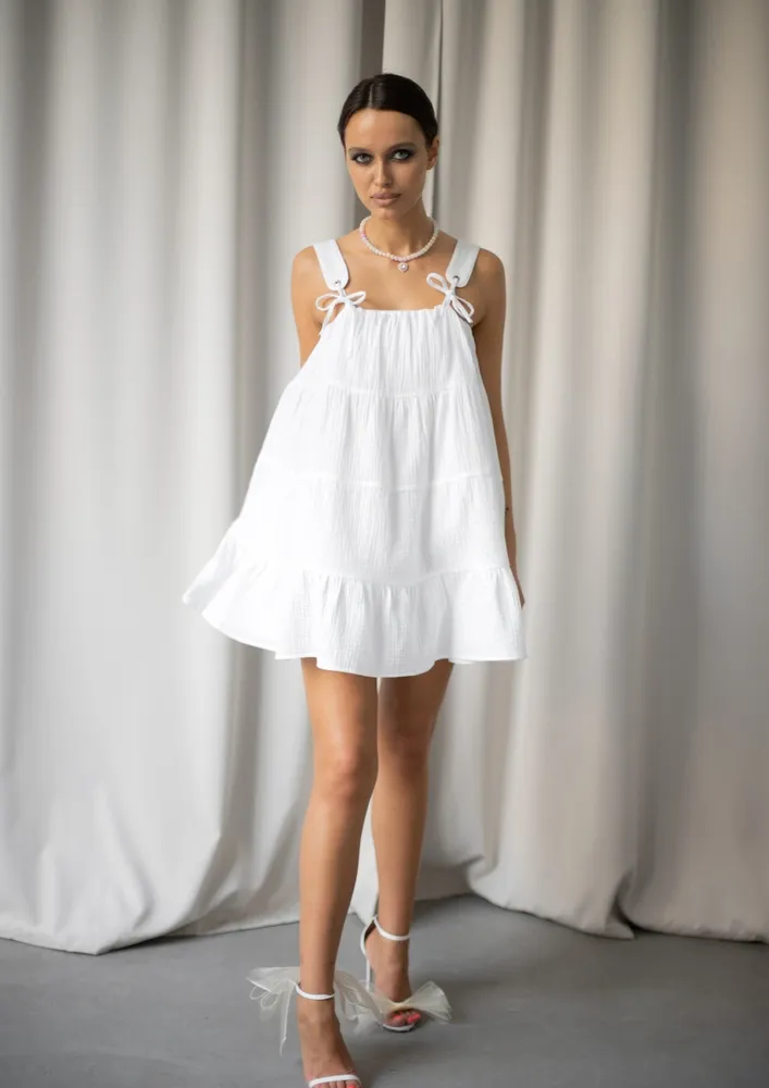 White Tiered Mini Dress