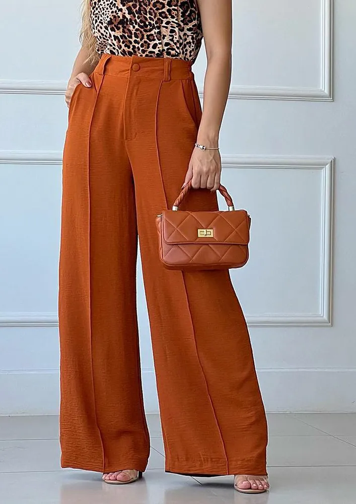 ORANGE WIDE TWILL MID-WAIST TROUSER