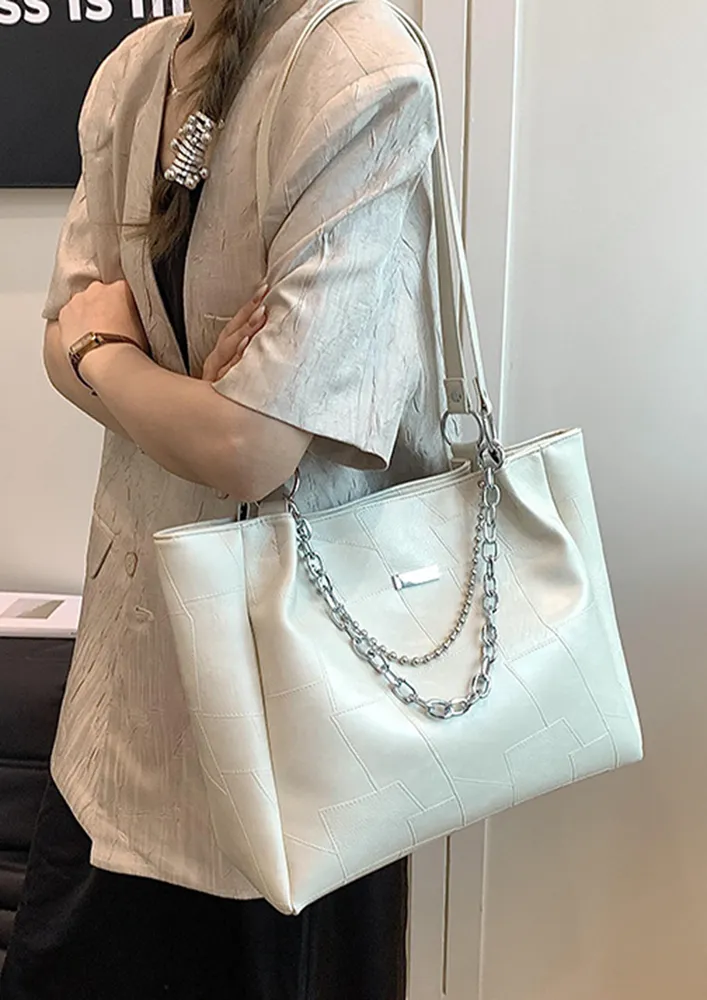 OFF-WHITE DOUBLE CHAIN STRAP TOTE BAG