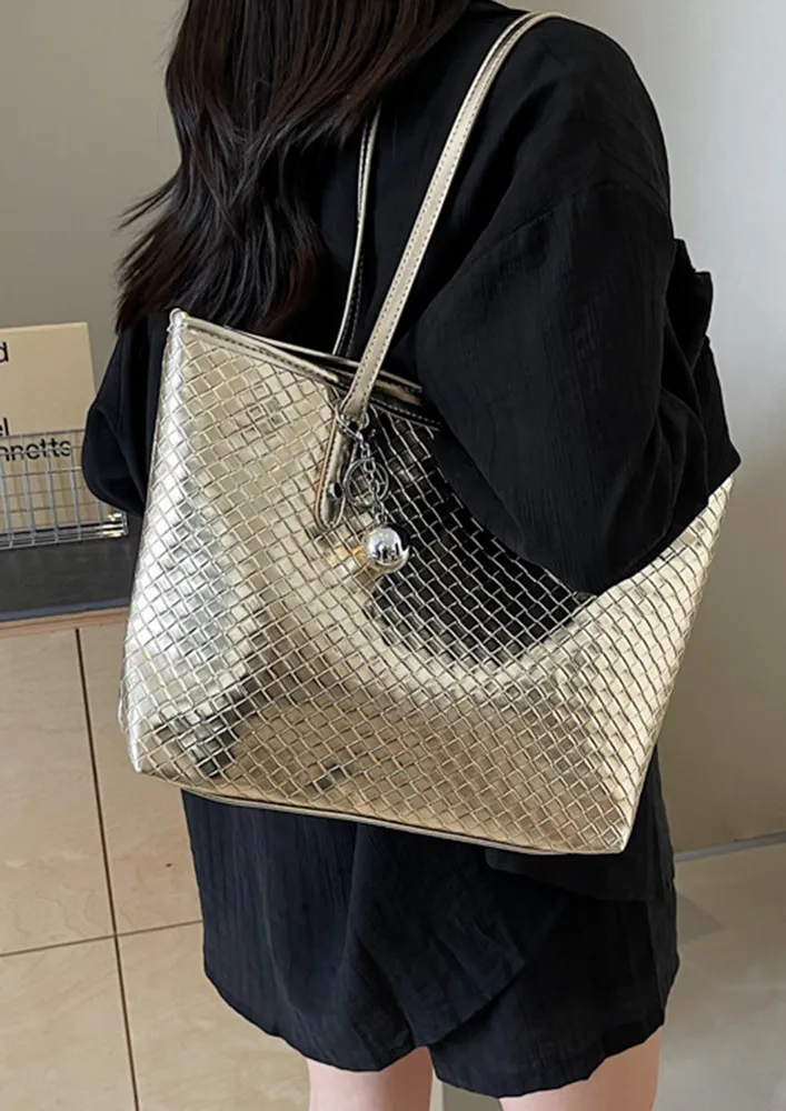 METALLIC GOLDEN GEOMETRIC TOTE BAG