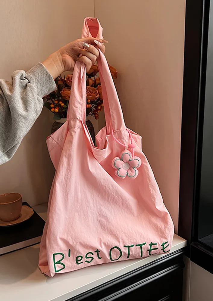 PINK PRINTEDCANVAS TOTE BAG