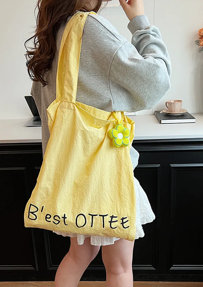 YELLOW PRINTEDCANVAS TOTE BAG