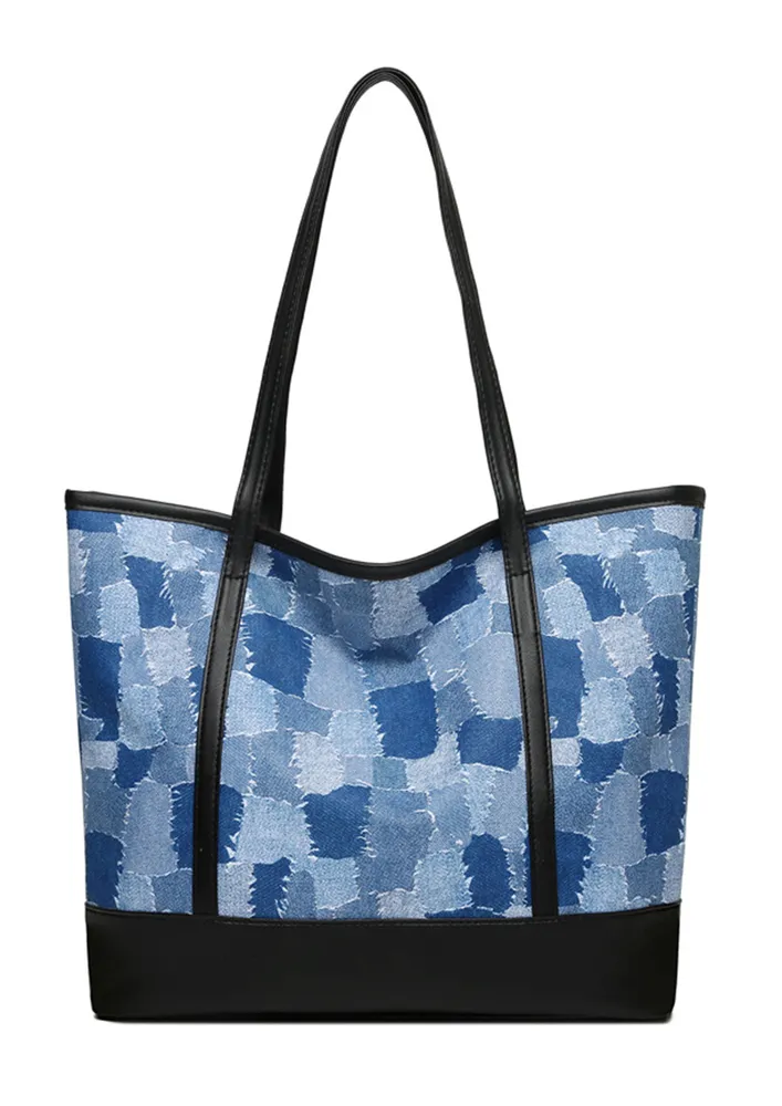 BLUE PRINTED TOTE BAG