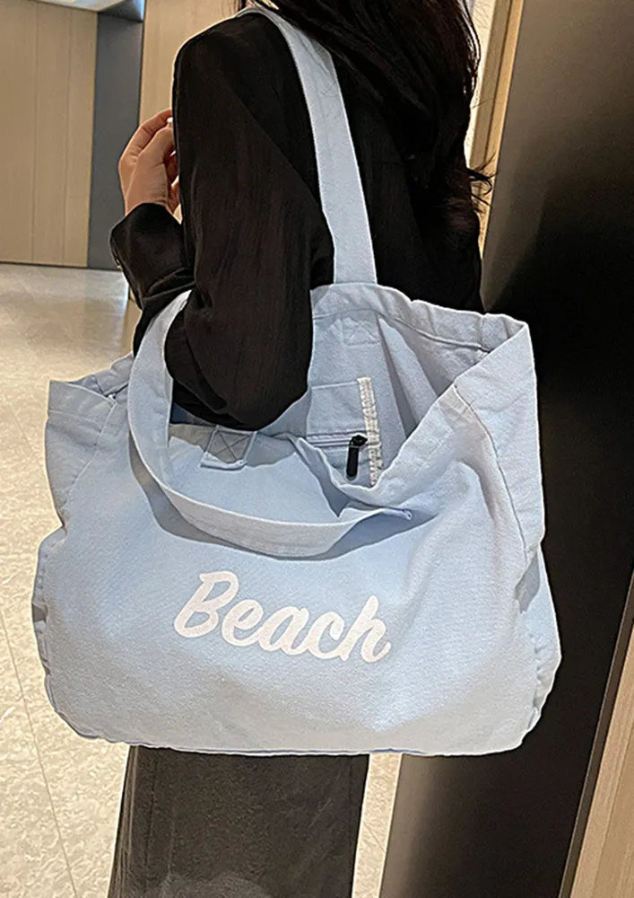 BLUE CANVAS SHOPPER BAG