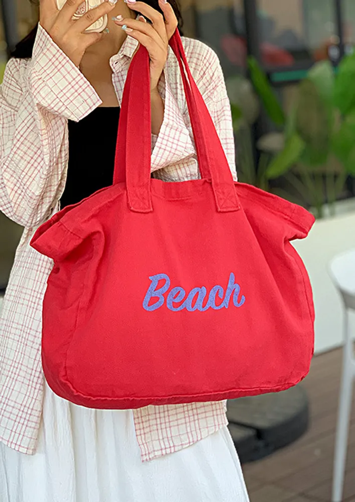 RED CANVAS SHOPPER BAG