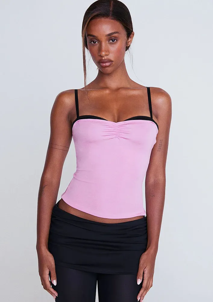 Pink Spaghetti Strap Cami Top