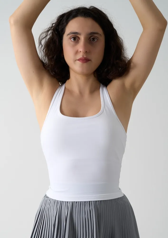 White Racerback Sports Top