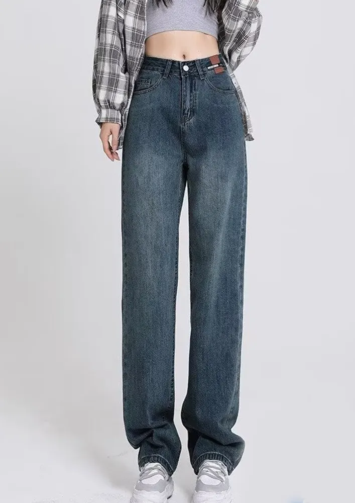 Blue Faded-effect Mid-rise Jeans