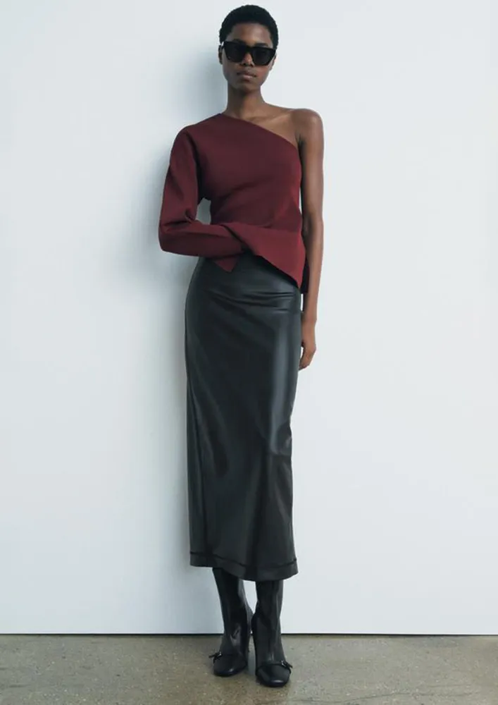 Side Slit One-shoulder Top