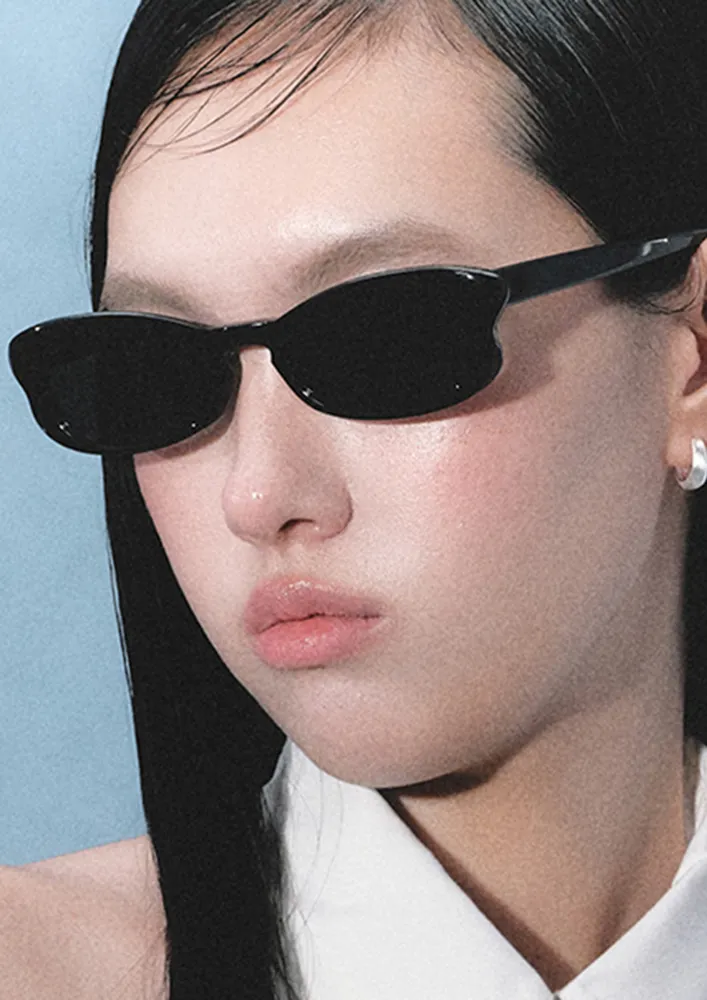 VINTAGE-INSPIRED BLACK-GREY OVAL SUNGLASSES